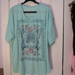 Terra & Sky Aqua Floral Graphic Tee